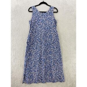 Title Nine Dress Womens Small Blue Nimblene Sleeveless V Neck Midi Pockets Fit